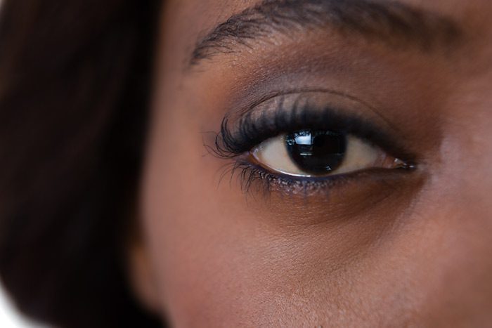 closeup of beautiful Black woman's eye - body