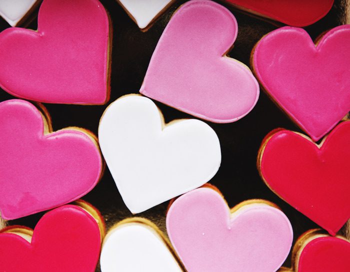 iced heart shaped cookies - love